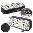 thumbnail image 4 of Picia Colorful Insects Pattern Large Capacity PU Leather Pencil Case Organizer Pen Marker Holder Double Zipper Storage Bag Big Pencil Pouch for College Office, 4 of 6