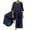 Dark Blue, variant on Women's Plus Size Linen Rompers Jumpsuits Pleated Summer Casual Palazzo Light Baggy Wide Leg One Piece Playsuit
