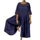thumbnail image 2 of ICHUANYI Liquidación Mujer Casual Sólido Cuello vuelto Algodón Lino Mameluco Traje largo Mono con cremallera ICHUANYI WER202308251399, 2 of 6
