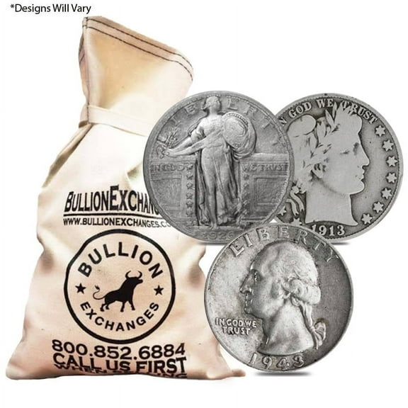 $100 Face Value Bag - 400 Coins - 90% Silver Quarters 25c (Circulated, Random Design)