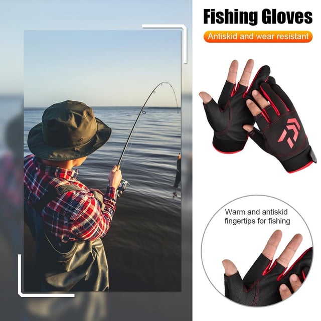 Pesca Guante de pesca de flecha unisex con corte de 3 dedos Guantes de pesca antideslizantes (negro rojo) Ehuebsd Para Estrenar