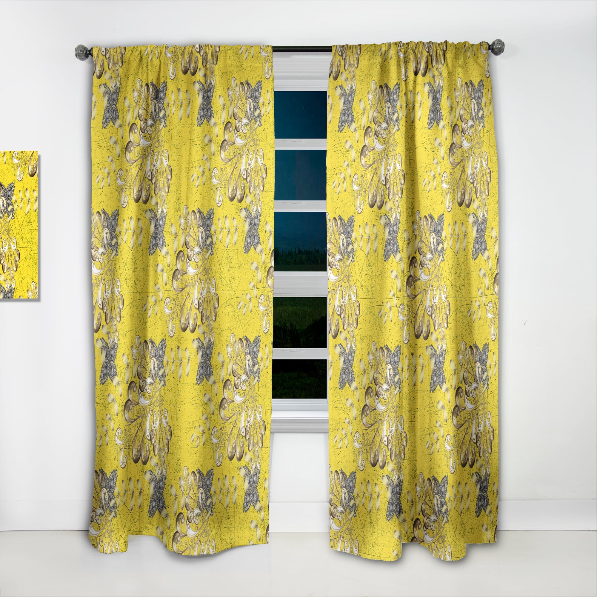 Designart 'Moods Yellow VI' Modern & Contemporary Curtain Panel
