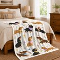 thumbnail image 6 of Playful Dachshunds With Bandanas Flowers And Hearts, Soft Flannel Blanket with Playful Animal Illustration Print, Housewarming Gift and Home Decor for Bedroom and Living Room, 6 of 7