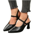 thumbnail image 4 of Viluyesy Women's Block Heels Sandals, Elastic Strap Pointed Toe Comfortable Ladies Wedding Office Dress Shoes Black 7, 4 of 6
