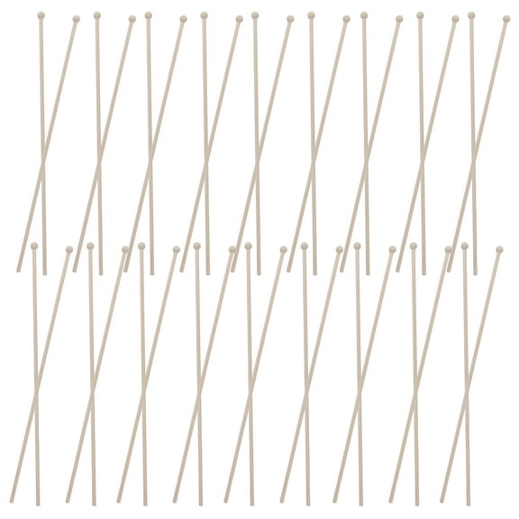 Masteelf 30Pcs Hand Held Flag Pole for Garden Wood Flag Pole Wooden Flagpole Stand for Outdoor Use for Garden Yard and Patio Decorations Beige