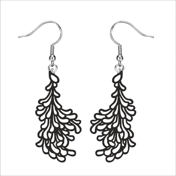 Black Botanical Leaf Drop Earrings for Women Lightweight Nature Inspired Dangle Earrings Elegant Hollow Statement Jewelry Boho Fashion Gift for Her