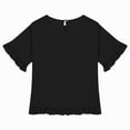 thumbnail image 4 of kpoplk T Shirts for Girls Letter Print Graphic Tees Oversized Casual Loose Drop Shoulder Short Sleeve Basic Summer Tops(Black,14-15 Y), 4 of 6