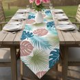 thumbnail image 6 of Turquoise Green Palm Leaves Table Runner Linen Burlap Table Runner 90 Inches Long Tropical Botanical Summer Dresser Scarves for Kitchen Island Coffee Dining Room Party Wedding Holiday Decor 13"x90", 6 of 8