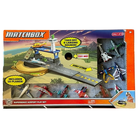 Matchbox Supersonic Airport Mega Playset with 10 Planes Sounds Airplane
