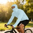 thumbnail image 3 of Havenx Hoodie with Mask for Men Uv Protection Upf 50+ Hoodie Long Sleeve Thumbhole Rash Guard Casual Summer Lightweight Athletic Workout Clothing,Light Blue 2XL, 3 of 5