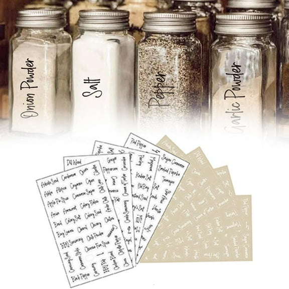 Spice Jar Labels, 274 Pre-Cut Stickers for Pantry Organization, Clear Adhesive Sheets for Kitchen Containers
