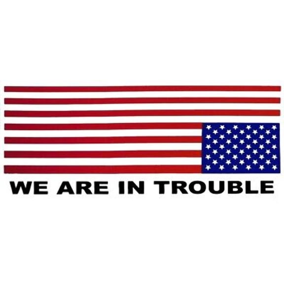 We Are in Trouble Upside Down USA Flag Vinyl Decal Bumper Sticker