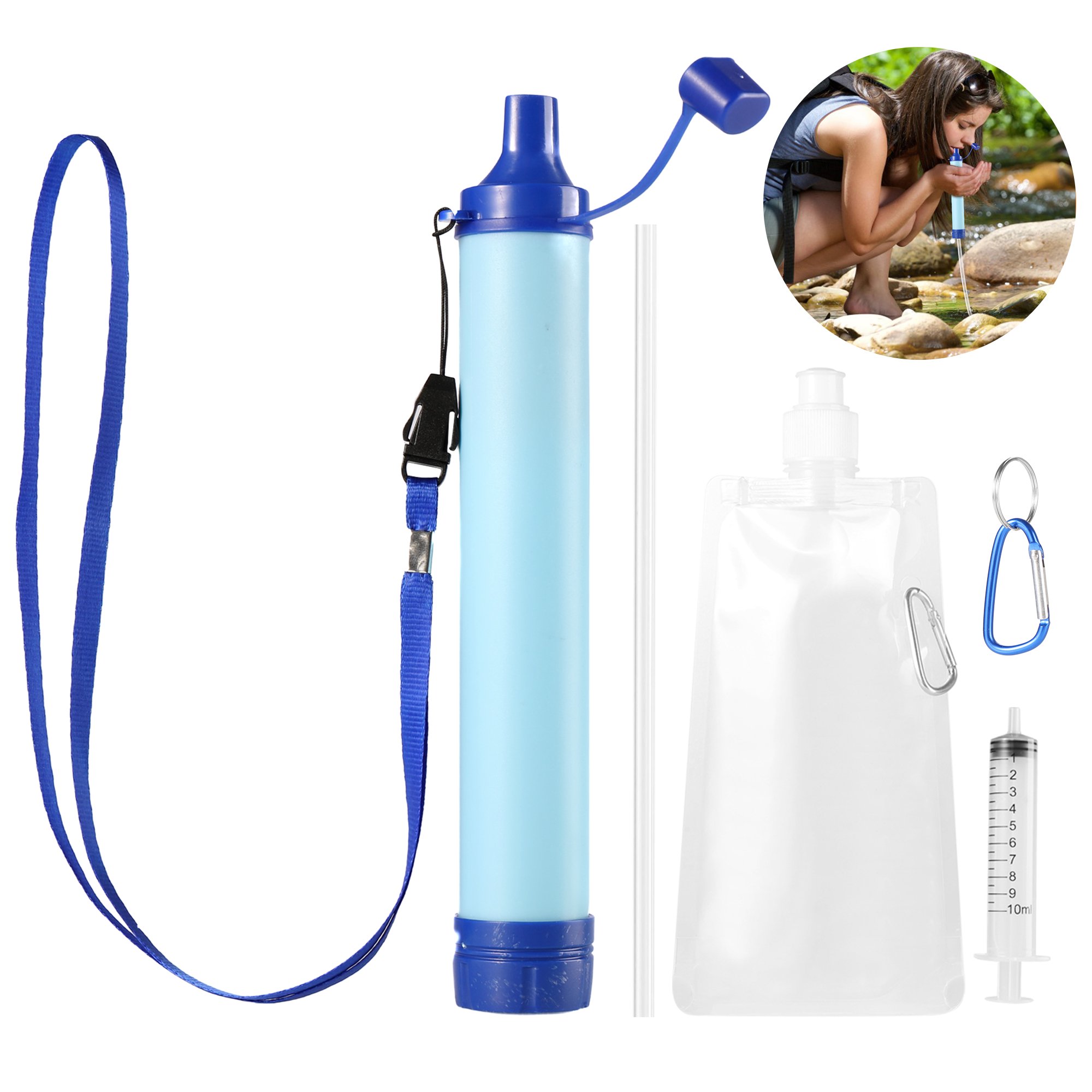 gluttony New Personal Portable Water Filtration Straw Water Filter Straw Set Outdoor Emergency