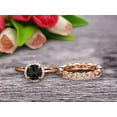 thumbnail image 4 of 10k Rose Gold Anniversary Gift Art Deco 2.25 Carat Round Cut Black Diamond Moissanite Wedding Ring Set Diamond Matching Band Anniversary Gift, 4 of 5