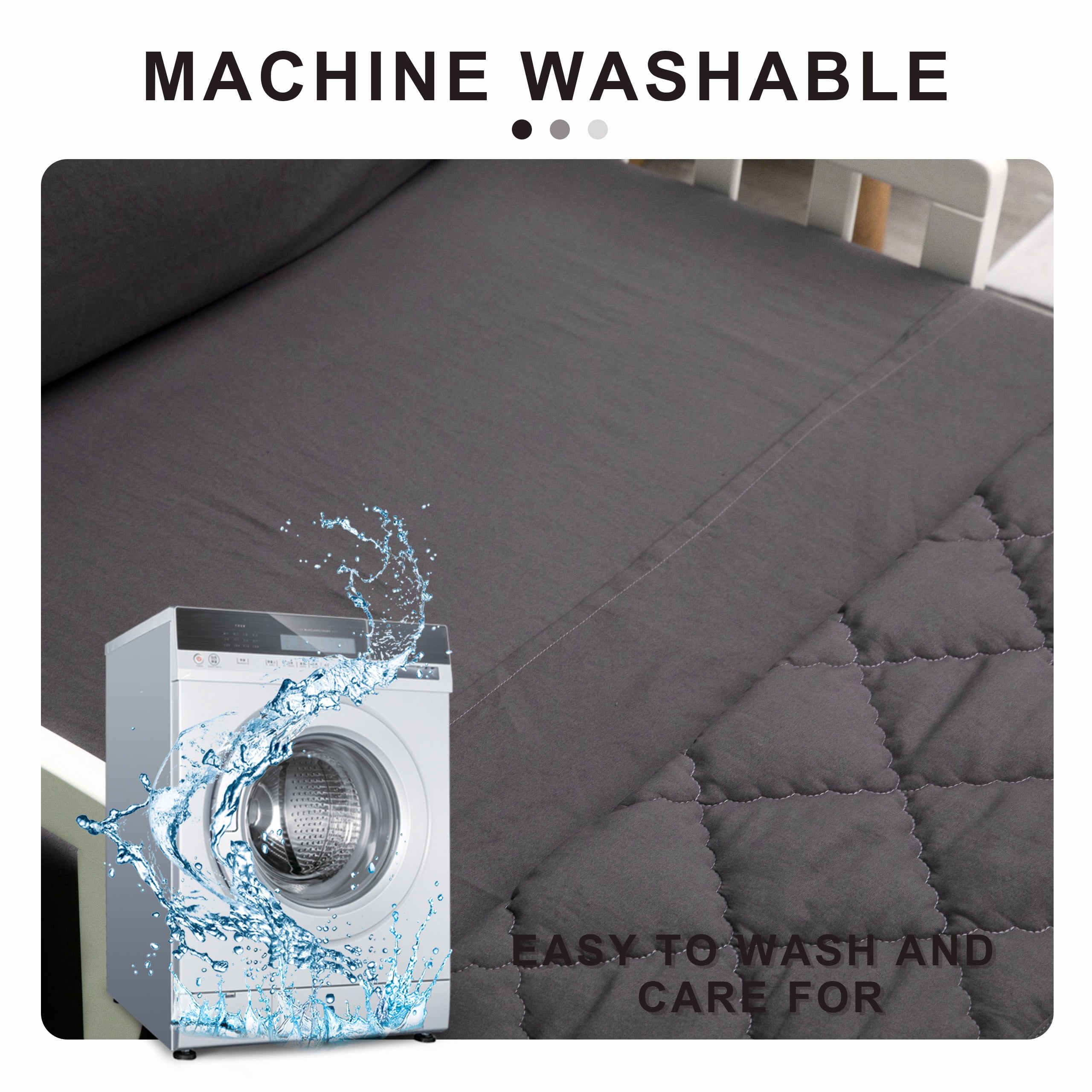 4 Pieces Ultra Soft Microfiber Toddler Bedding Set, Easy Care Crib Sheets Set with Quilt, Toddler Size, Dark Gray