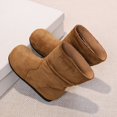 thumbnail image 6 of GobdXE Girls Mid Calf Boots Solid Faux Suede Ruched Shaft Flat Fall Winter Casual Shoes Brown,10-10.5 Years, 6 of 9