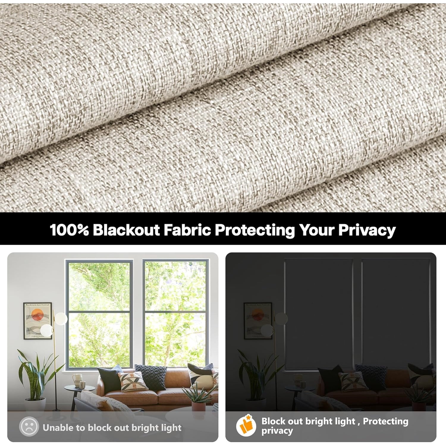 No Tools No Drill Cordless Roman Shades for Windows, Blackout Thermal Insulated UV Blocking Window Blinds, Room Darkening Fabric Blinds for Indoor Windows, 23'' W x 64'' H, Beige