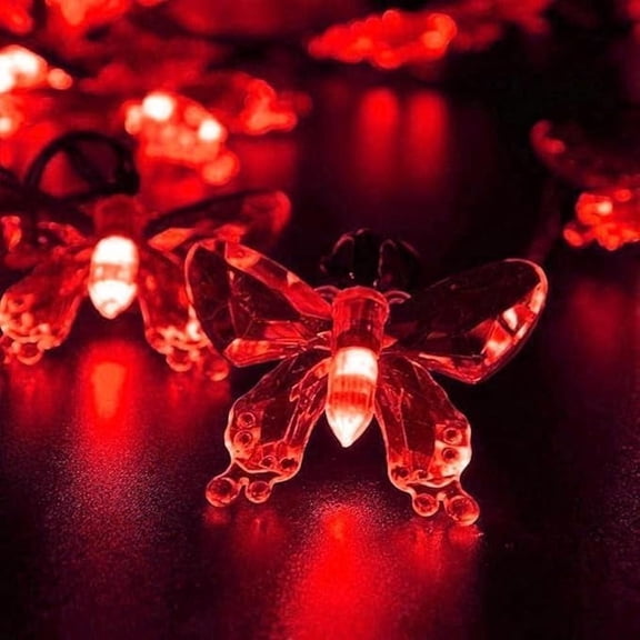Huiyi Butterfly String Lights, 6.5m30LED Outdoor Solar Powered String Light 8Mode Indoor for Lighting for Lawn Patio Wedding Party Decor