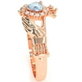 thumbnail image 3 of Claddagh Aquamarine Diamond Ring In Solid 14k Rose Gold, 3 of 6