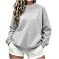 thumbnail image 2 of Sweatshirts for Women Cozy Mock Neck Pullover Top Drop Shoulder Long Sleeve Sweatshirt with Front Pocket Relaxed Fit Winter Warm Clothing, 2 of 9