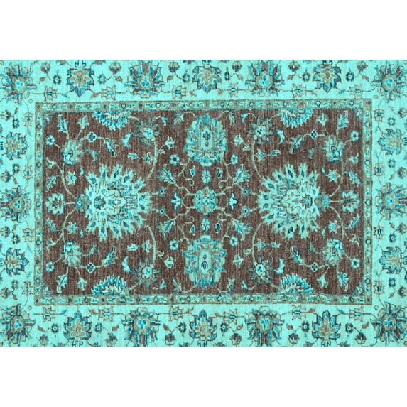 Ahgly Company Indoor Rectangle Oriental Light Blue Traditional Area Rugs, 3' x 5'