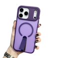 thumbnail image 3 of For Apple iPhone 17 Pro Kickstand Case Magnetic Frosted TPU Slim Shockproof Protective Phone Cover [Purple], 3 of 7