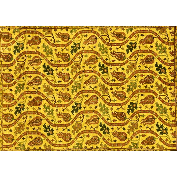 Ahgly Company Indoor Rectangle Abstract Yellow Modern Area Rugs, 5' x 7'