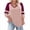 A-Pink, variant on Qodauz Plus Size Baseball Tops for Women 3/4 Raglan Sleeve Tee Blouses Casual V Neck Stripes T-Shirts 5XL
