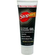 Stopain Pain Relief Gel 4oz USA Made, Max Strength Fast Acting with MSM, Glucosamine, Menthol for Lower Back Sciatica, Knee, Neck, HSA FSA Approved Topical Analgesic Products