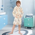thumbnail image 5 of FORMRS Niños Bathrobe Unisex Hooded Robe Soft Plush Pajamas Sleepwear, Size 2-3T, Beige Seashell, 5 of 7