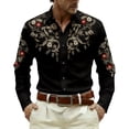 thumbnail image 4 of Western Cowboy Shirt for Men Spring Fall Long Sleeve Shirts Country Embroidered Button Collar Top Black M, 4 of 4
