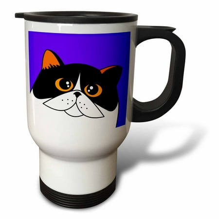 

The Curious Cat Calico with Orange Eyes Purple 14oz Stainless Steel Travel Mug tm-31213-1