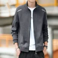 thumbnail image 4 of Ropa para hombre, sudaderas con cremallera completa y sin logotipo, jersey para hombre, sudadera sin capucha, nueva, de algodón, de una pieza, sudadera económica, overfit, 4 of 5