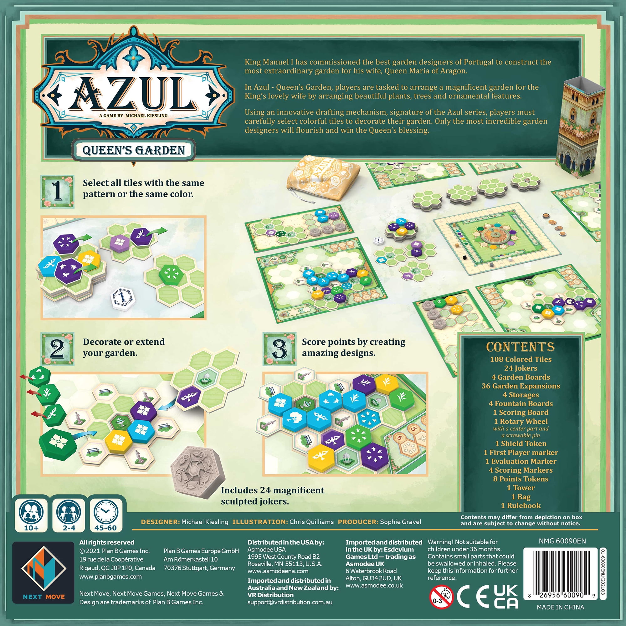 Azul: Queen's Garden Family Strategy Board Game by Asmodee for Ages 10+