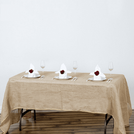

BalsaCircle Natural Brown 60 x 102 Burlap Rectangle Tablecloth Country Chic Room Linen