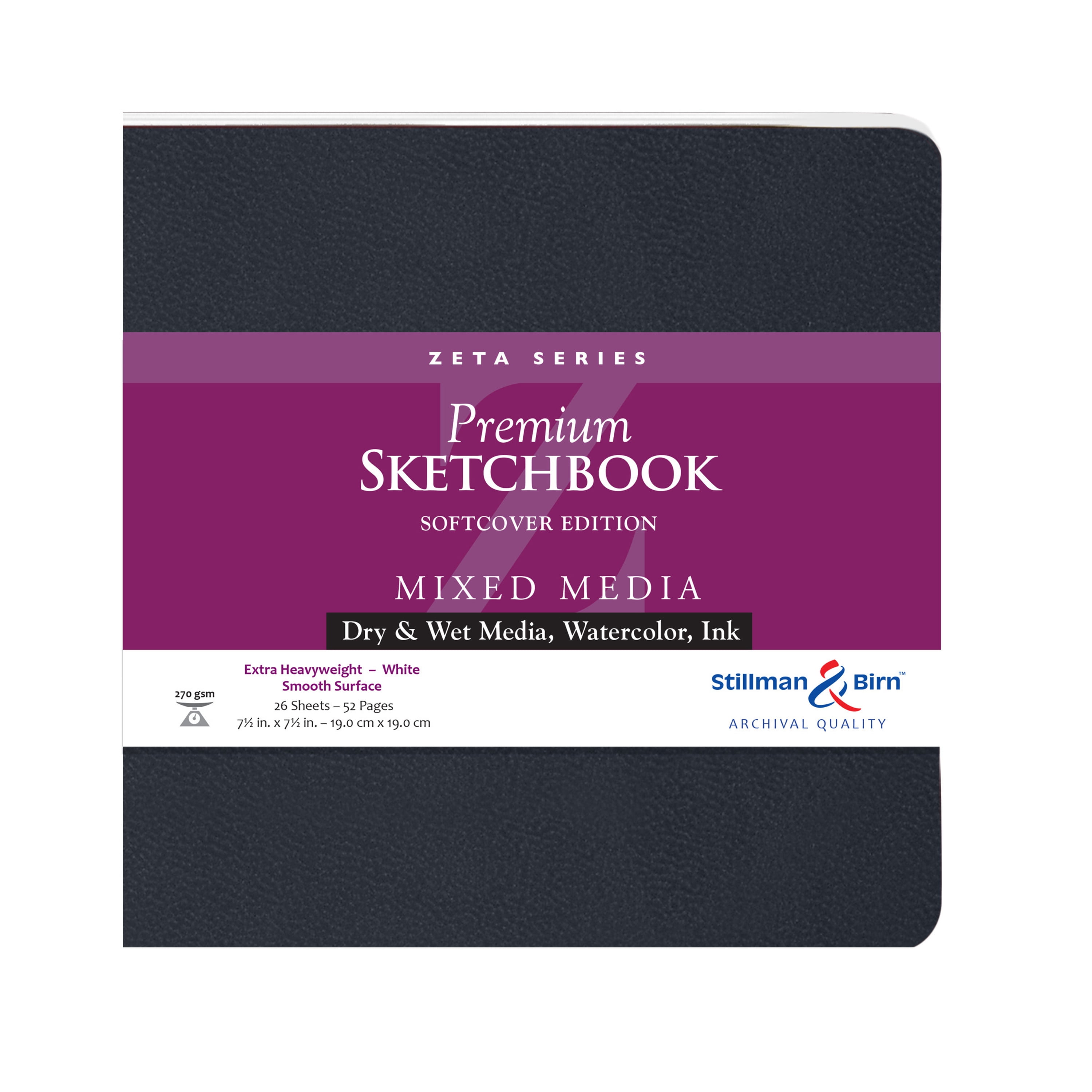 White Stillman & Birn Zeta Softcover Sketchbook Heavyweight 180lb 28 Sheets 5.5X8.5 