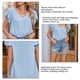 thumbnail image 5 of Blusa de verano transpirable con manga corta y cuello en V para mujer para citas diarias, compras, azul claro XXL, 5 of 6