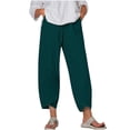 thumbnail image 2 of RXIRUCGD Capris d'Été Confortables et Amples pour Femmes, Jambes Larges, Mode Couleur Unie, Vert, Taille : 3TG, 2 of 5