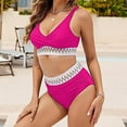thumbnail image 2 of Summer Savings Clearance! RQYYD Swimming Suits for Women High Waisted Bikini Sets Tummy Control Swimsuits Color Block Two Piece Bathing Suits, 2 of 7