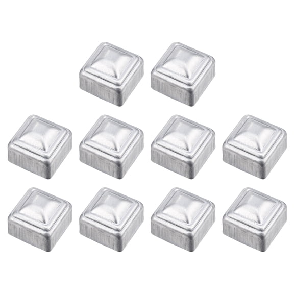 Uxcell 10 Pack Fence Post Cap Fit 1" x 1" OD Pipe, Galvanized Steel Deck Post Cover Square Decking Caps for Mailbox Outdoor Chain Link Wood/Metal Fence Deck Railing, Silver