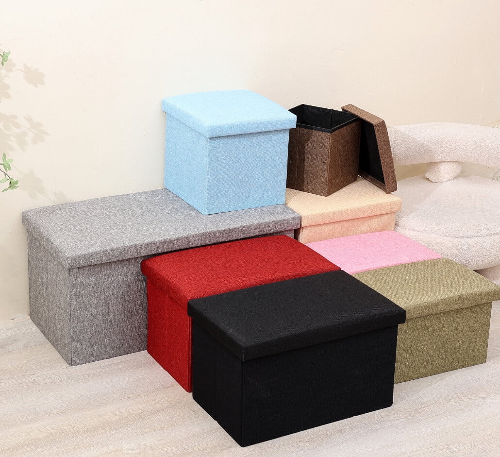 11.8" Collapsible Storage Ottomans, Brown – details