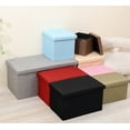 thumbnail image 4 of 11.8" Collapsible Storage Ottomans, Square Space-Saving Storage Stool, Gray, 4 of 8