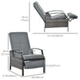 thumbnail image 3 of Outsunny Rattan Adjustable Recliner Chair with Hand-Woven All-Weather Wicker for Patio, Outdoor, Garden, Poolside, Grey, 3 of 10