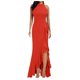 thumbnail image 1 of Vestido largo sin mangas con volantes y abertura para mujer - Vestido de noche sexy con abertura, poliéster-spandex, S-XXL, 1 of 6
