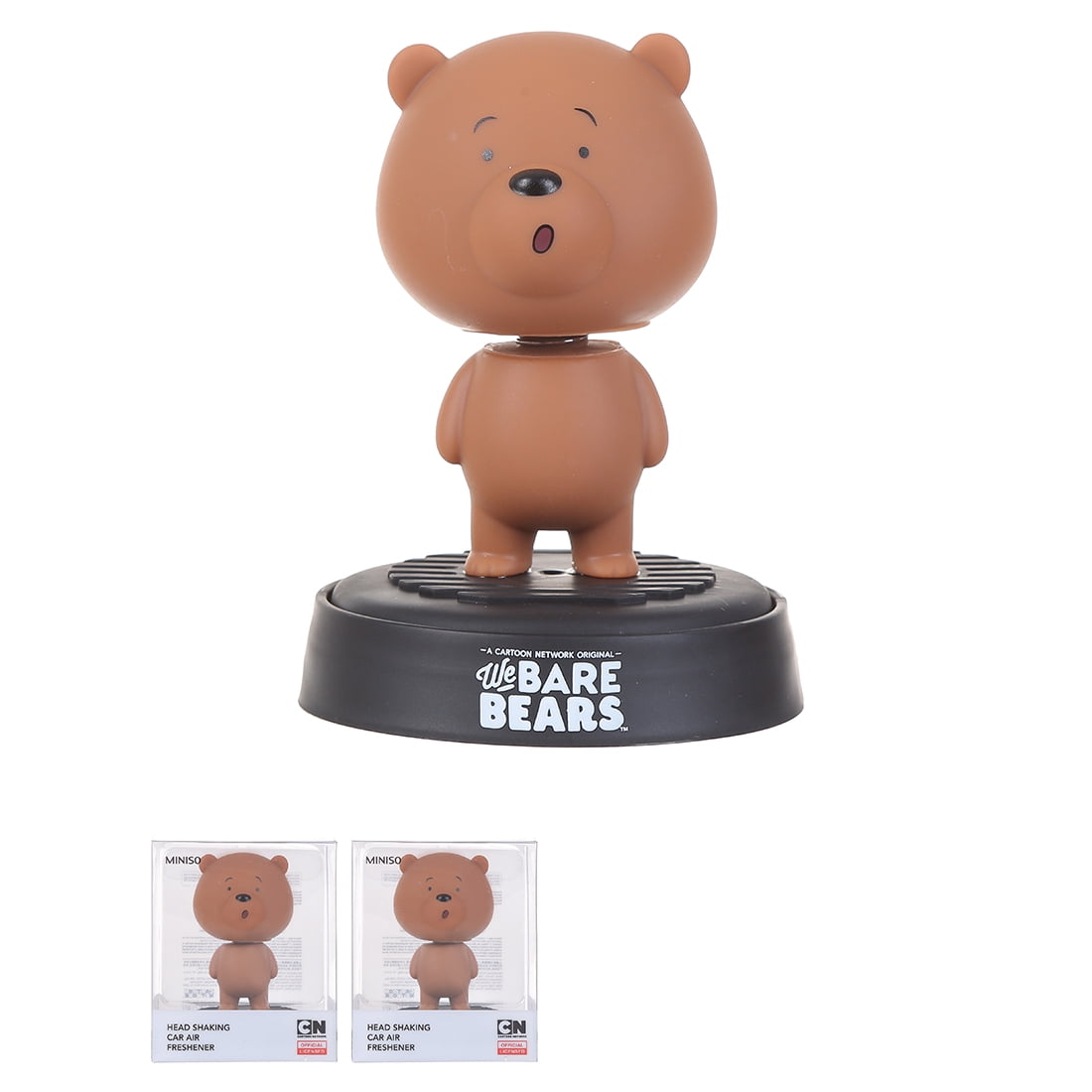 MINISO We Bare Bears Car Air Freshener Cute Bobble head Doll Toy for