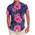 thumbnail image 2 of Fnnxeal Mens Hawaiian Shirt Camp Shirt Short Sleeve Button Down Floral Print with Pocket Polyester Spandex Stretch Watermelon Red Summer Beach,Size S, 2 of 6