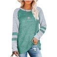 thumbnail image 4 of Hauts pour Femmes Manches Longues Femmes Décontracté Col Rond T-Shirt Imprimé Ample Patchwork Manches Longues Hauts Blouse Unie, 4 of 5