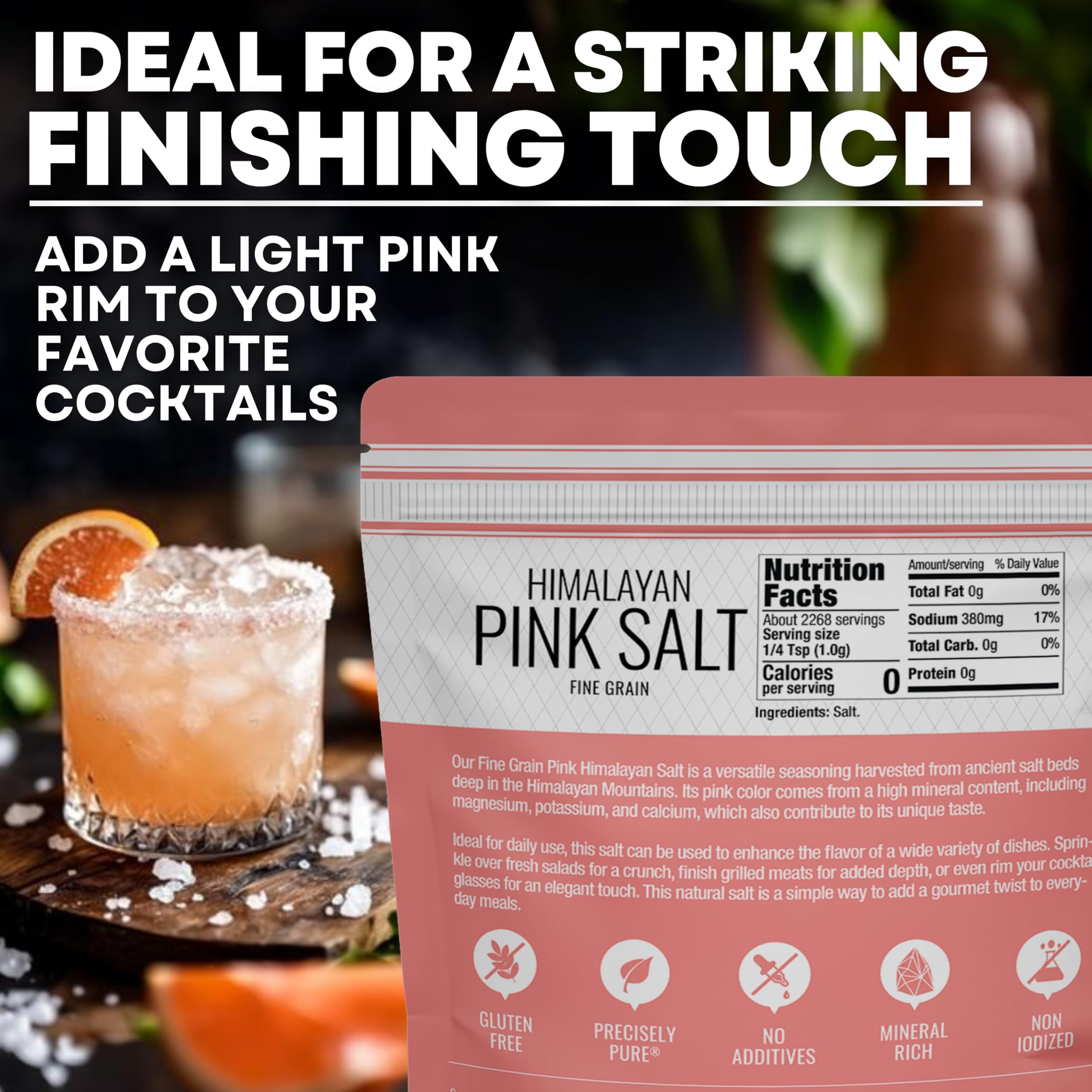 Pink Himalayan Salt, Fine Grain for Table Shaker - 5lb Bag