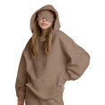 thumbnail image 2 of Women Hoodies with Eye Mask Oversized Long Sleeve Comfy Casual Basic Pullover Sweatshirts Fall Outfits Y2K Clothes Camel Color M, 2 of 8