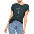 thumbnail image 1 of T-Shirt Col Rond Imprimé Croix Foi pour Femmes, 1 of 5